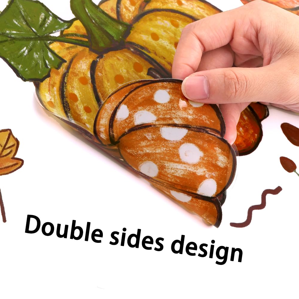 6 Sheets Thanksgiving Leaves Oil Painting Window Clings - Fall Decals Stickers for Autumn Glass Home Decor & Thanksgiving Decoration