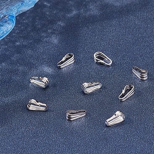 PH PandaHall Charm Holder for Necklace, 10pcs 925 Sterling Silver Snap Bail Hook Pinch Clip Necklace Chain Connectors Dangle Pendant Clasps for Necklace Choker Jewelry DIY Craft Gift Making, Platinum