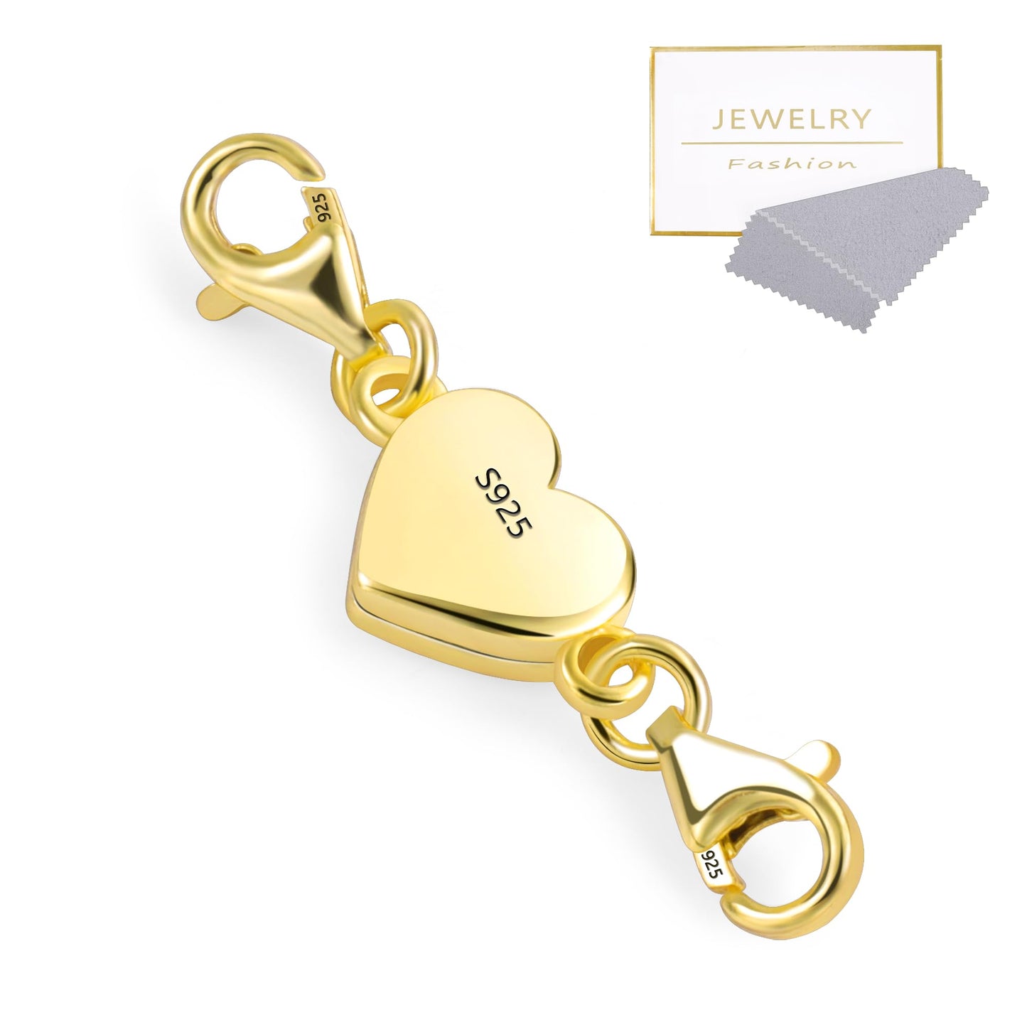 14K Gold Heart Magnetic Necklace Clasps and Closures 925 Sterling Silver Double Lobster Clasp Magnetic Jewelry Clasps for Necklaces