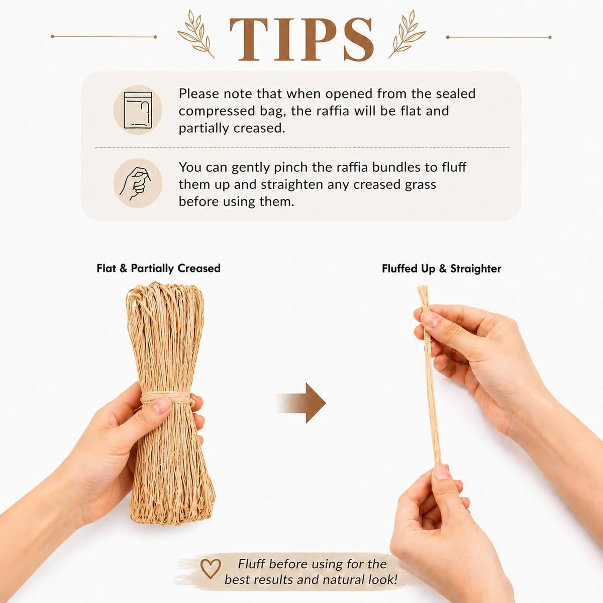 Sukh Natural Raffia Ribbon - 7PCS Raffia Grass for Gift Wrapping & Crafts