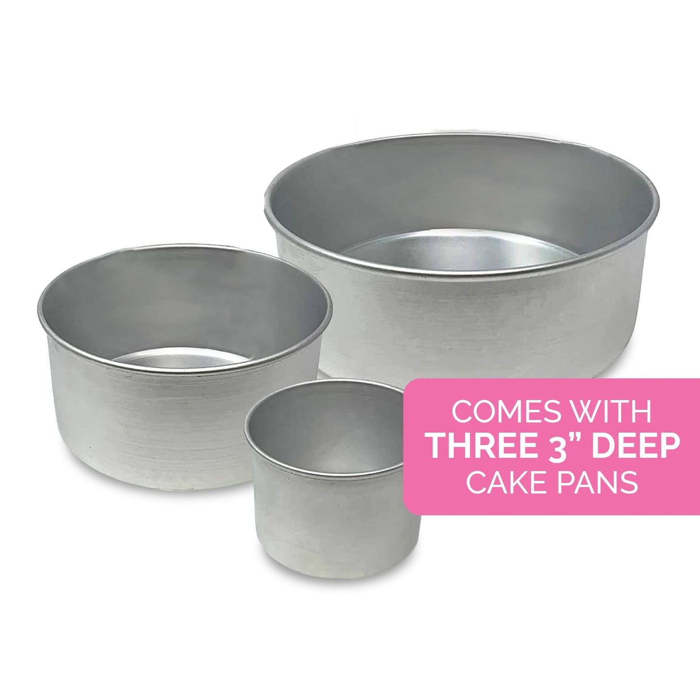 Aunt Shannon's Kitchen Tall Round Cake Pans - 4 Inch, 6 Inch, 8 Cake Pan Set for 3 Tiered Aluminum Pans Sets for Baking Wedding,Birthday Cakes,Leak Proof & Straight Side, Non-toxic & Dishwasher Safe