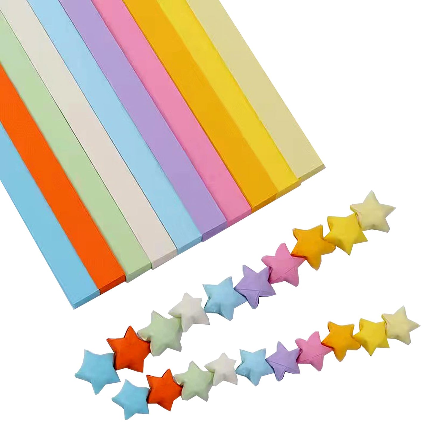 Origami Paper Stars, Colorful Handcraft Origami Lucky Star Paper DIY Paper Arts Creativity Hand Art Crafts (10-color mix (1350) sheets)