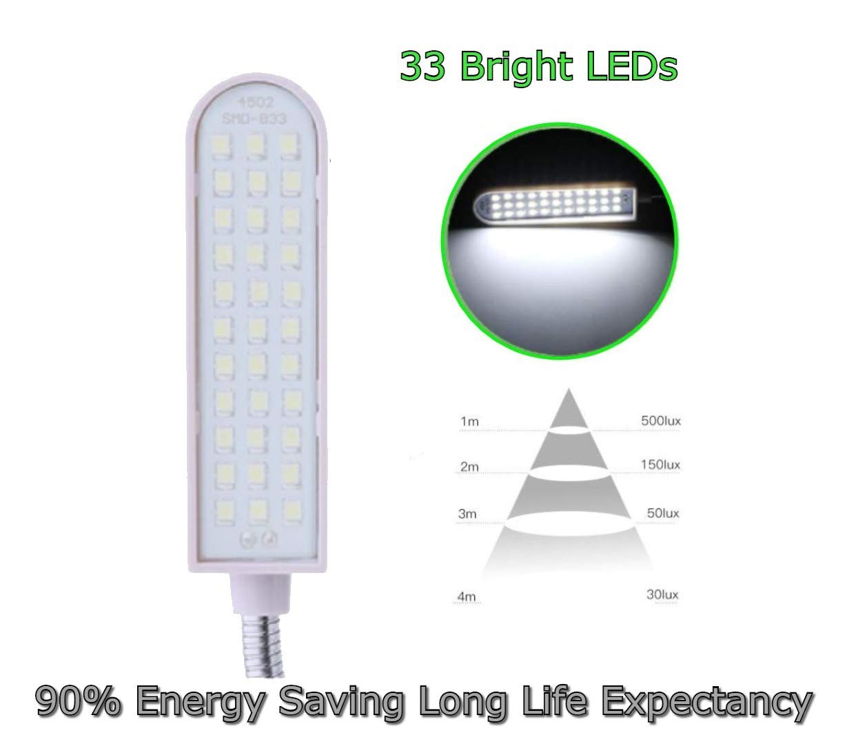 LED Sewing Machine Lights, ENERGY SAVING LED Machine Light for Drill Press, Desk, Craft Gooseneck Lamp Flexible LED Work Light Magnetic Lamp 33 LED's Sewing Lamp Magnetic Base Light magnetic led light