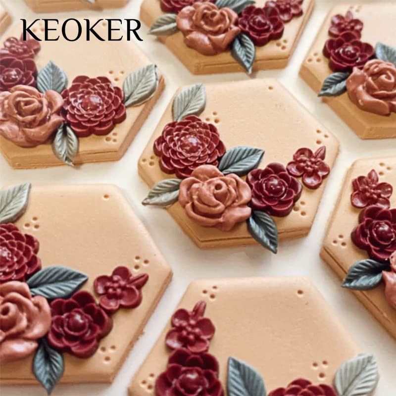 KEOKER Flower Polymer Clay Molds - 4 Pcs flower & Leaf Polymer Clay Molds for Jewelry Making, Daisy Miniature Clay Molds, Polymer Clay Molds for Polymer Clay Earrings Decoration (Mini Flower & Leaf)