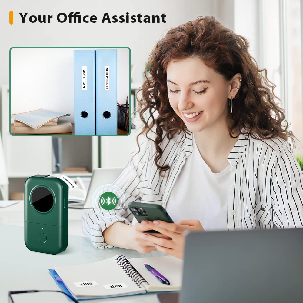 Phomemo D30 Label Maker Machine, Portable Bluetooth Mini Label Printer, Smart Phone Handheld Thermal Sticker Small Labeler Multiple Templates Font Icon Inkless for Home Office