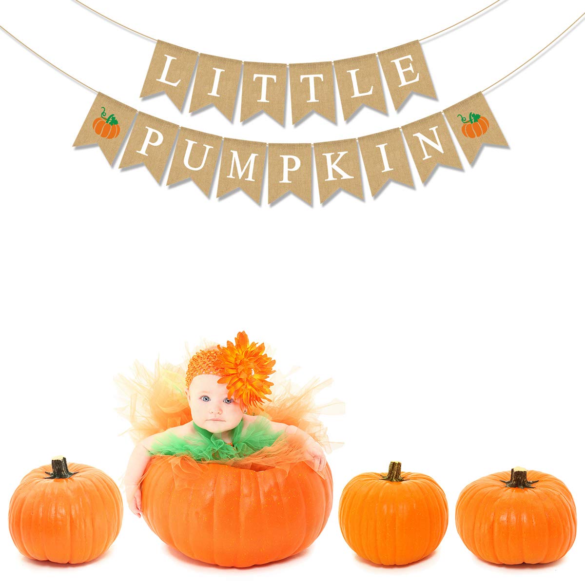 Jute Burlap Little Pumpkin Banner Fall Baby Shower Gender Reveal Birthday Party Garland Decoration