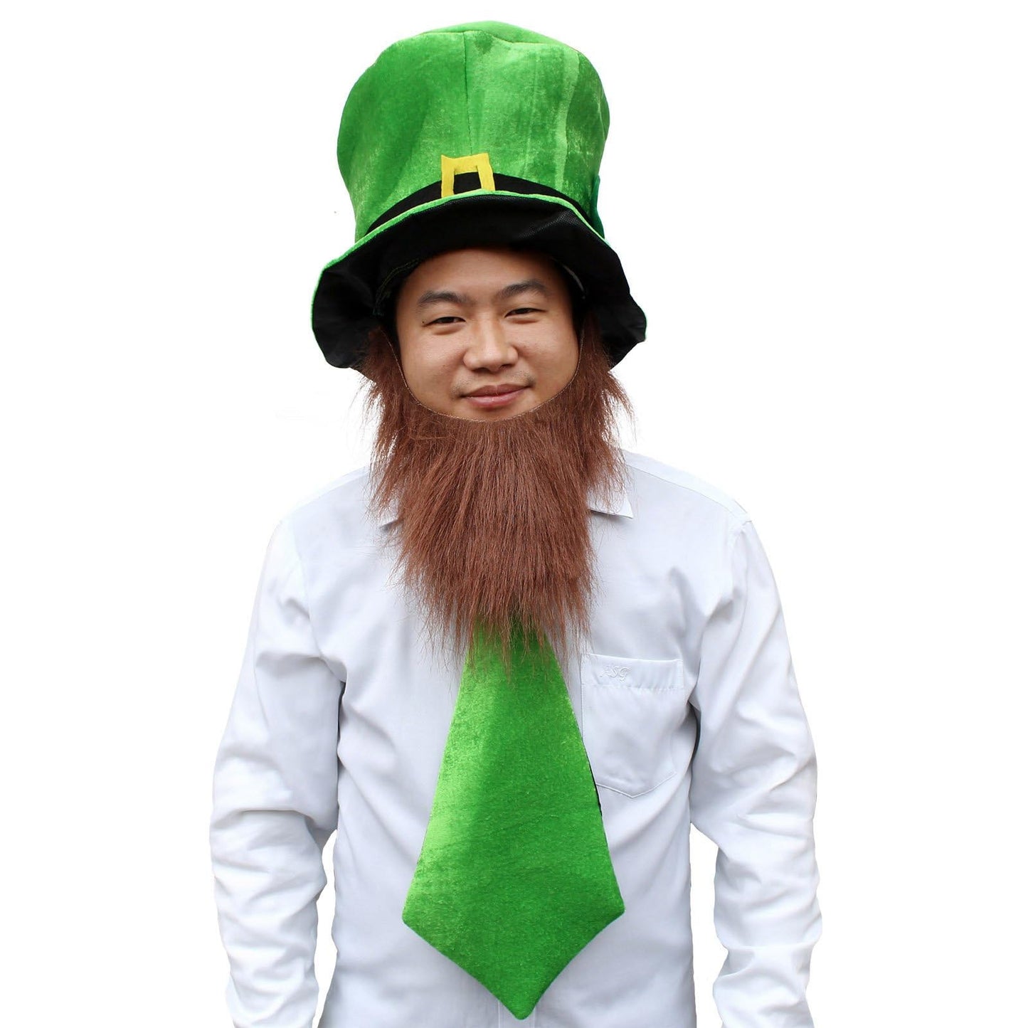 St. Patrick's Day Party Costume Suit Hat, Bow, Bow Tie, Beard, Scarf (Hat, Beard, Tie, Bow tie)