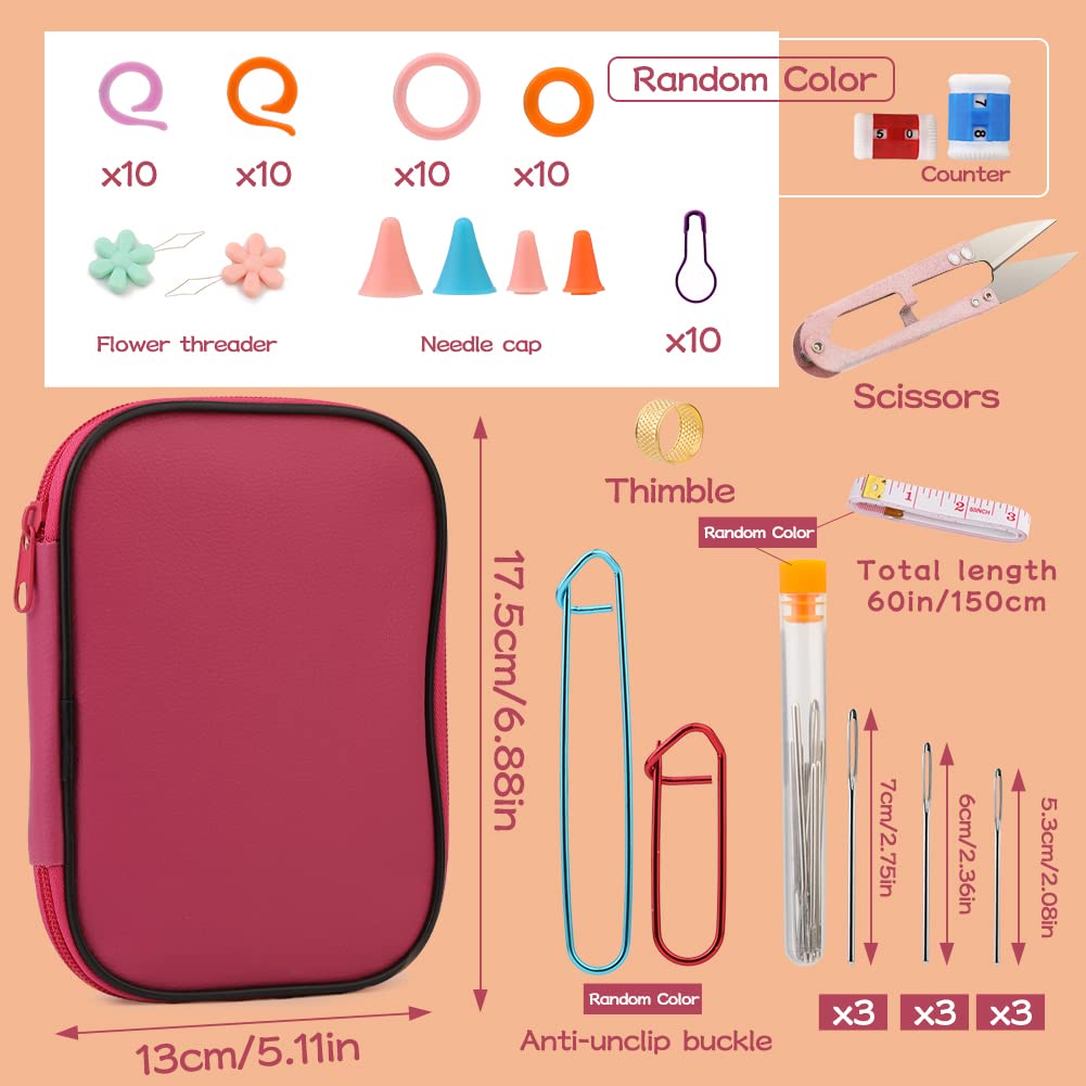 UzecPk 96 PCS Crochet Hooks Kit, Crochet Needles Set with Storage Bag, Aluminum Crochet Hooks with Stitch Markers and Large-Eye Blunt Needles for Experienced Crochet Hook Lovers