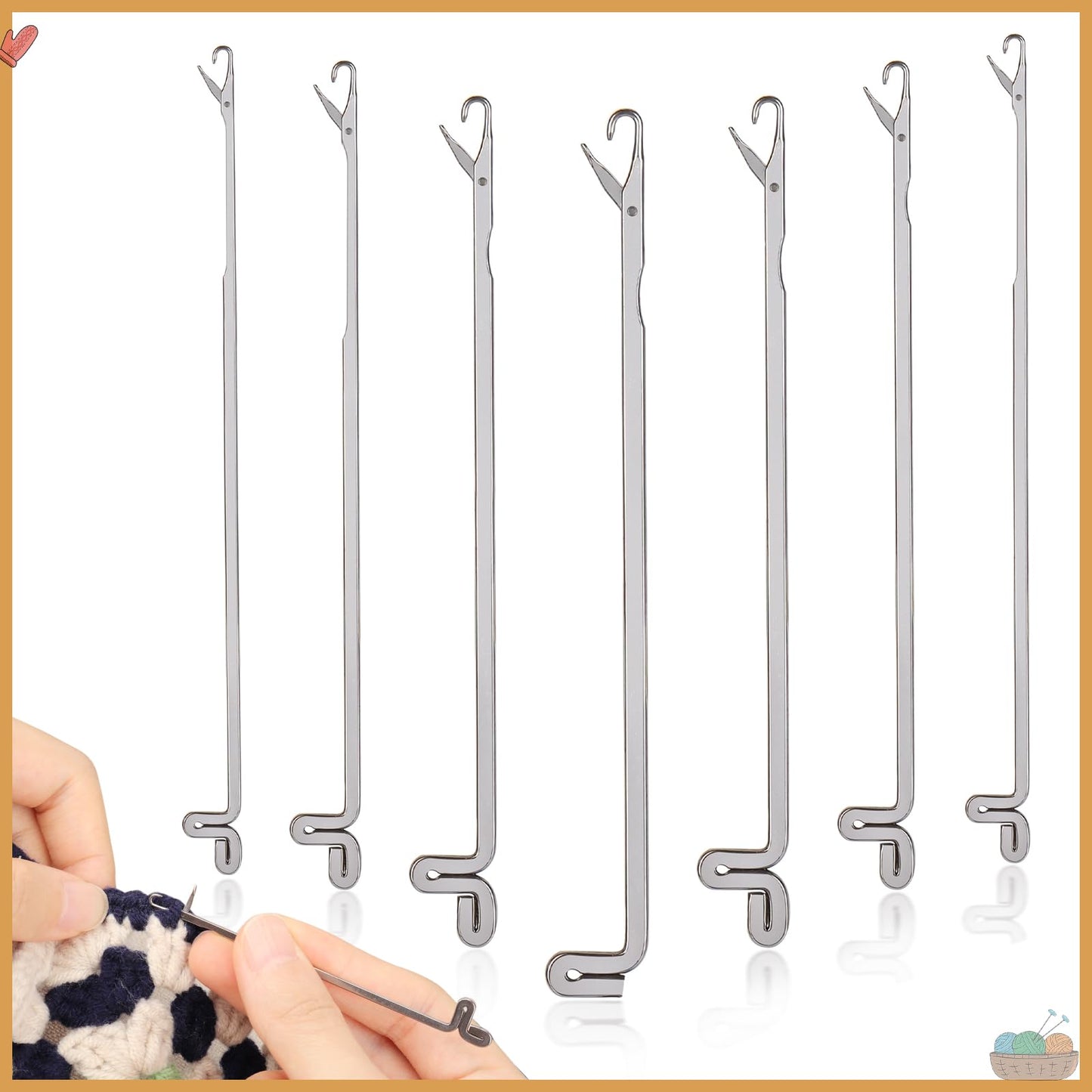 7 pcs Latch Crochet Hooks Sewing Needles DIY Weave Knitting Tools for Revamping Sweater or Socks