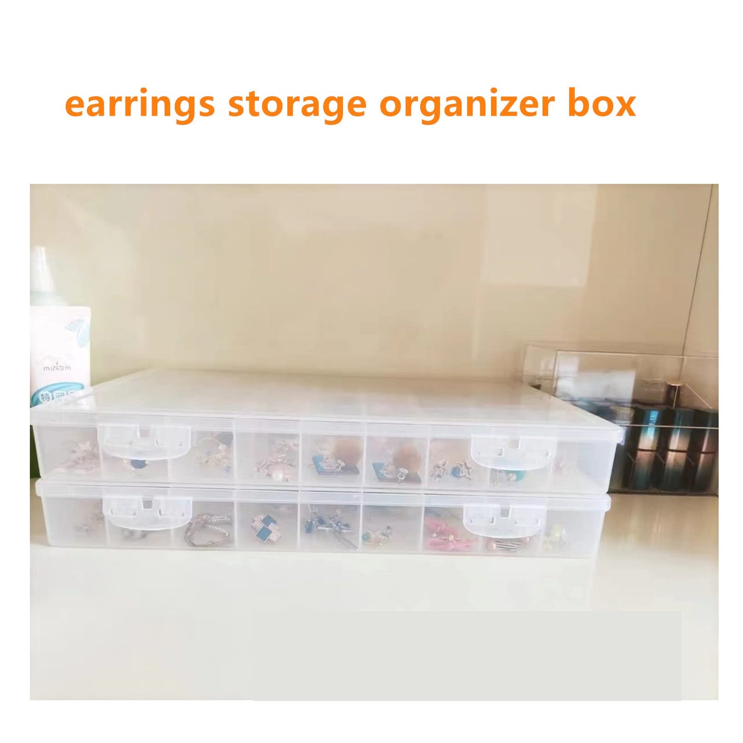 1 PCS 36 Grids Large Plastic Organizer Box with Dividers, Compartment Organizer Box for Nail Accessories/Screw/Sewing Arts and Oil Paint, Bead Storage Containers 14.9" x 9.2" x 1.9" (Clear)