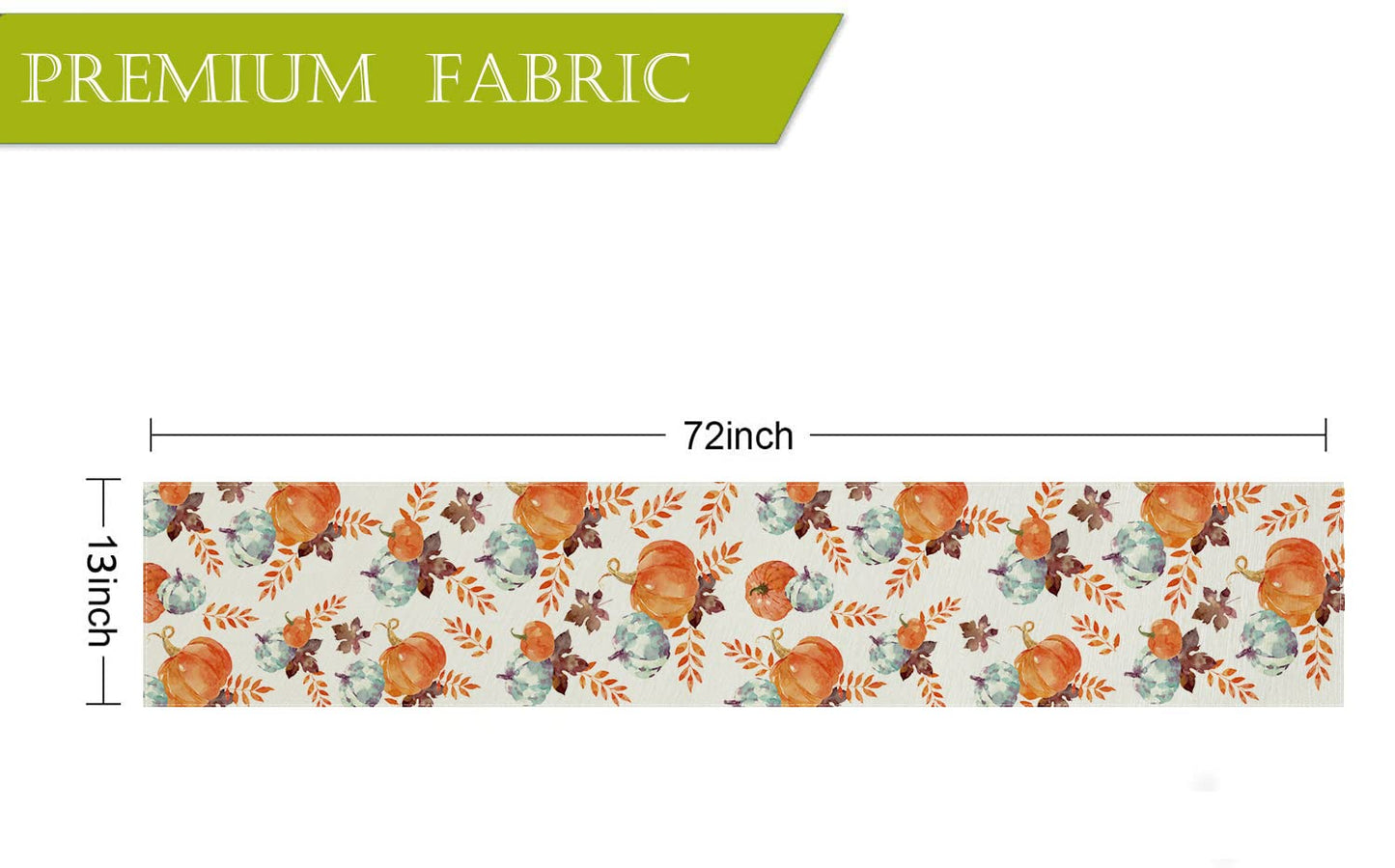 Fall Table Runner Watercolor Pumpkin Autumn Harvest Thanksgiving Table Runners Holiday Dining Room Kitchen Table Party Decoration 13 x 72 Inch