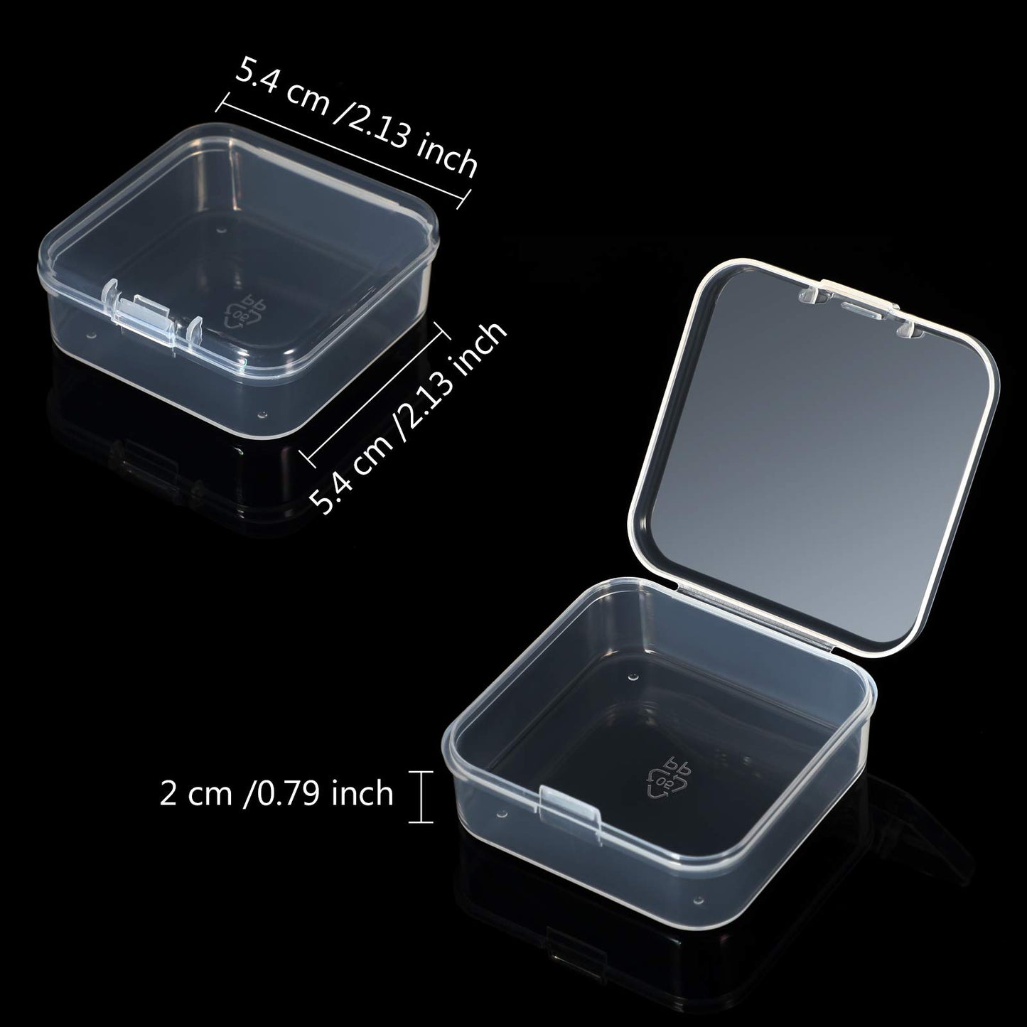6 Pieces Mini Plastic Clear Beads Storage Containers Box for Collecting Small Items, Beads, Jewelry, Business Cards, Game Pieces, Crafts (2.13 x 2.13 x 0.79 Inch)