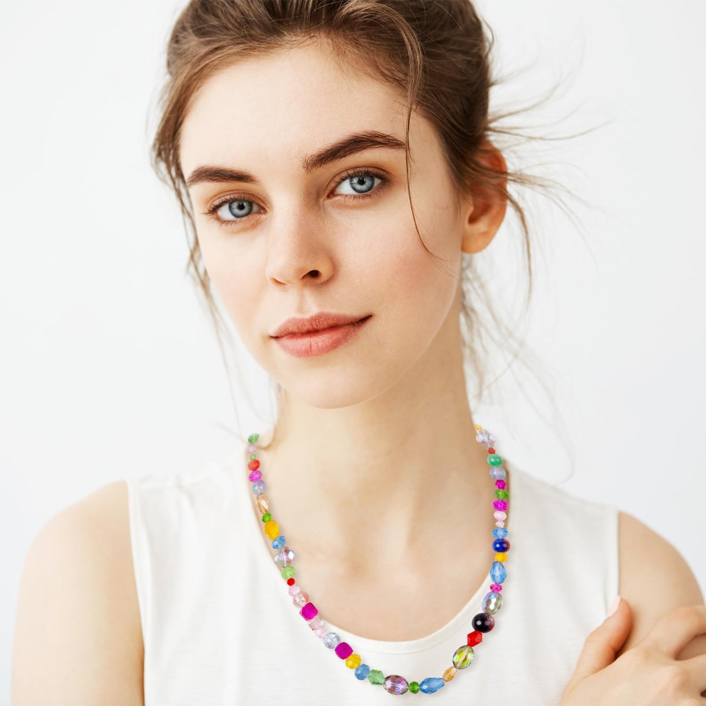 636pcs Glass Beads for Jewelry Making - Colorful Rainbow Craft Crystal Beads with Loose Beads Sparkly Beads Hole Drilled DIY for Bracelets Craft Earrings Making