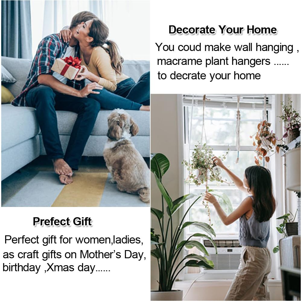 Ewparts Easy Macrame Kits for Adults Beginners Supplier Wood Beads,Rings,Wooden Dowel for Macrame Plant Hangers,Macrame Wall Hanging with Instruction for Macrame Starters