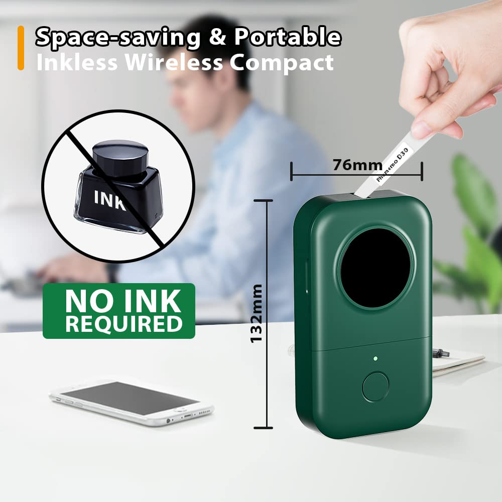 Phomemo D30 Label Maker Machine, Portable Bluetooth Mini Label Printer, Smart Phone Handheld Thermal Sticker Small Labeler Multiple Templates Font Icon Inkless for Home Office