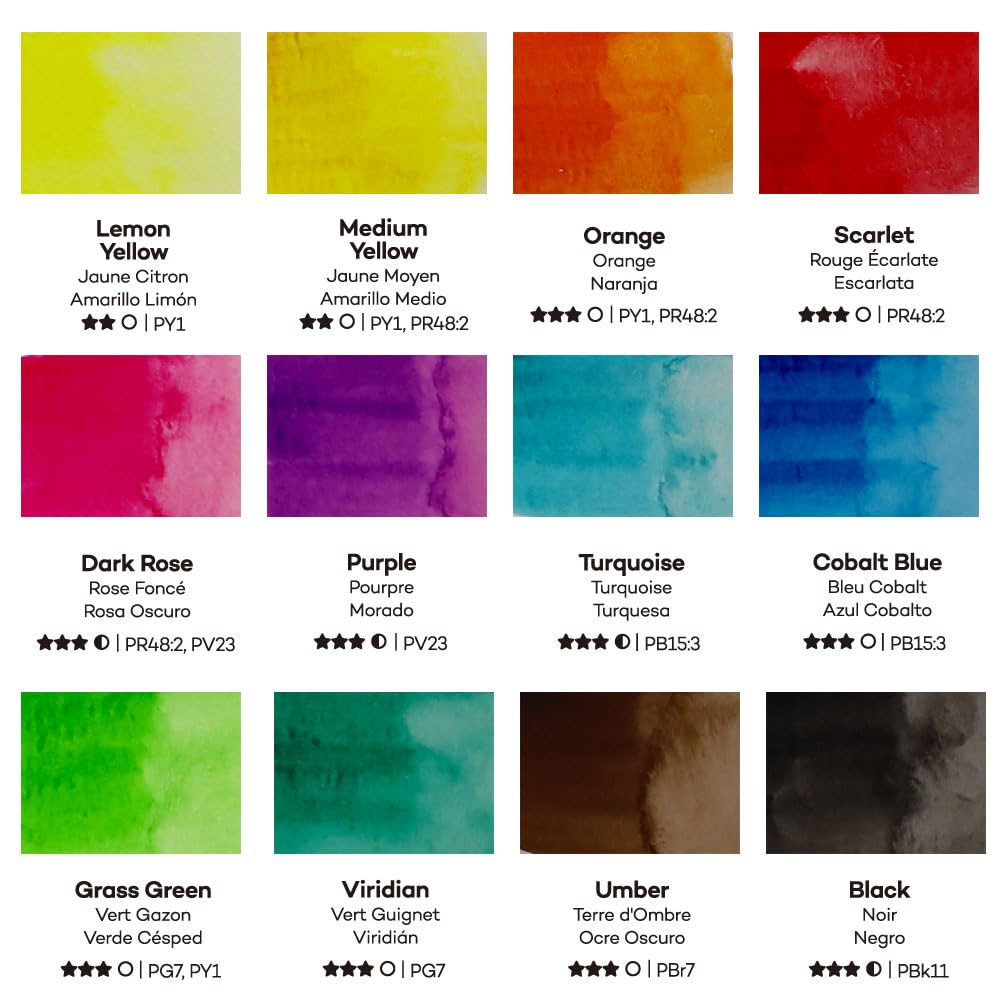 Watercolor Set Full Pan Signature 13pc in Tin, Vibrant, Multi-Color with Translucent Finish, Portable Watercolor Set