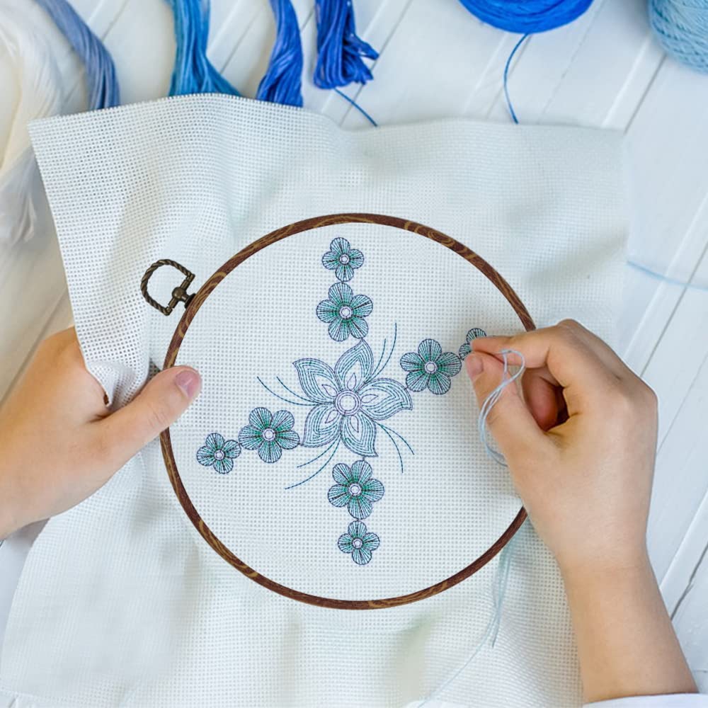 5 Pieces 8 Inch Round Embroidery Hoops, Imitated Wood Embroidery Hoop Frames for Display, Durable Cross Stitch Hoop for Hand Embroidery, Fabric Painting & Home Decorations