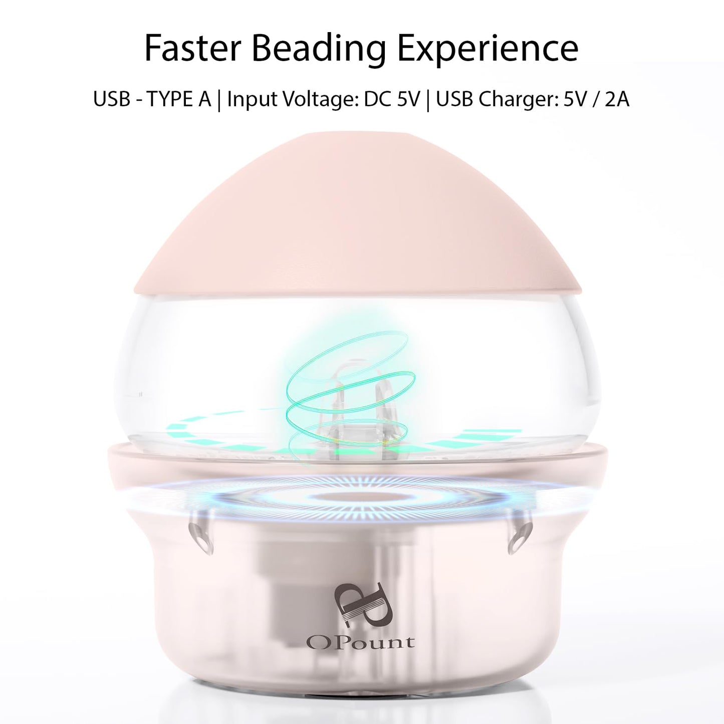 Pink Electric Bead Spinner & 4 PCS 5.3 inch Large Eye Curved Beading Needles, Suitable for Clay Bead, Seed Bead, Round Beads, Bead Spinner for Jewelry Making, Bracelet, Necklace (Patent)