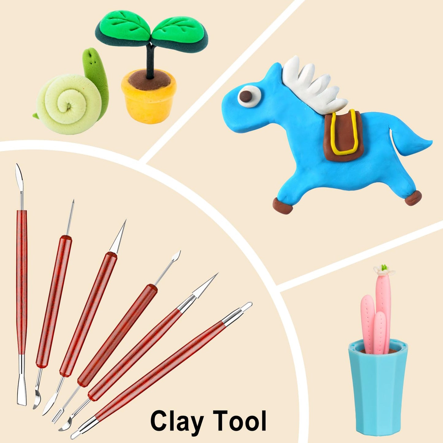 Clay Tools Kit,28 PCS Pottery Tools,Polymer Clay Tools,Air Dry Clay Tools Set for Kids, Adults,Pottery Craft,Drawing,Dotting,Carving,Molding,Baking,Modeling,Shaping