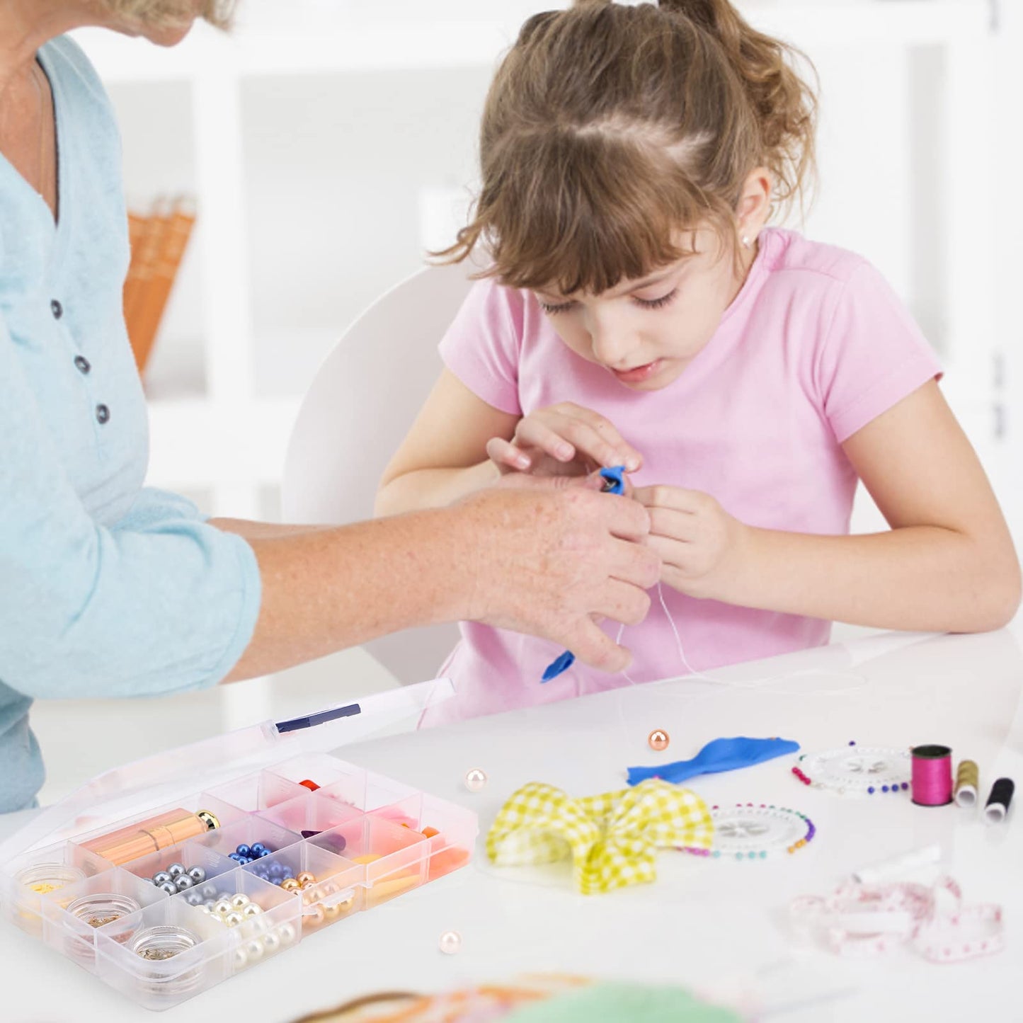 COSICS Fake Nail Storage Box, 3PCS 15-Grid Rhinestone Organizer Case with Divider, Clear Plastic Empty Container for Art Craft Sewing Screw Rock Collection Fishing Tackle, Bead Jewelry Display Holder