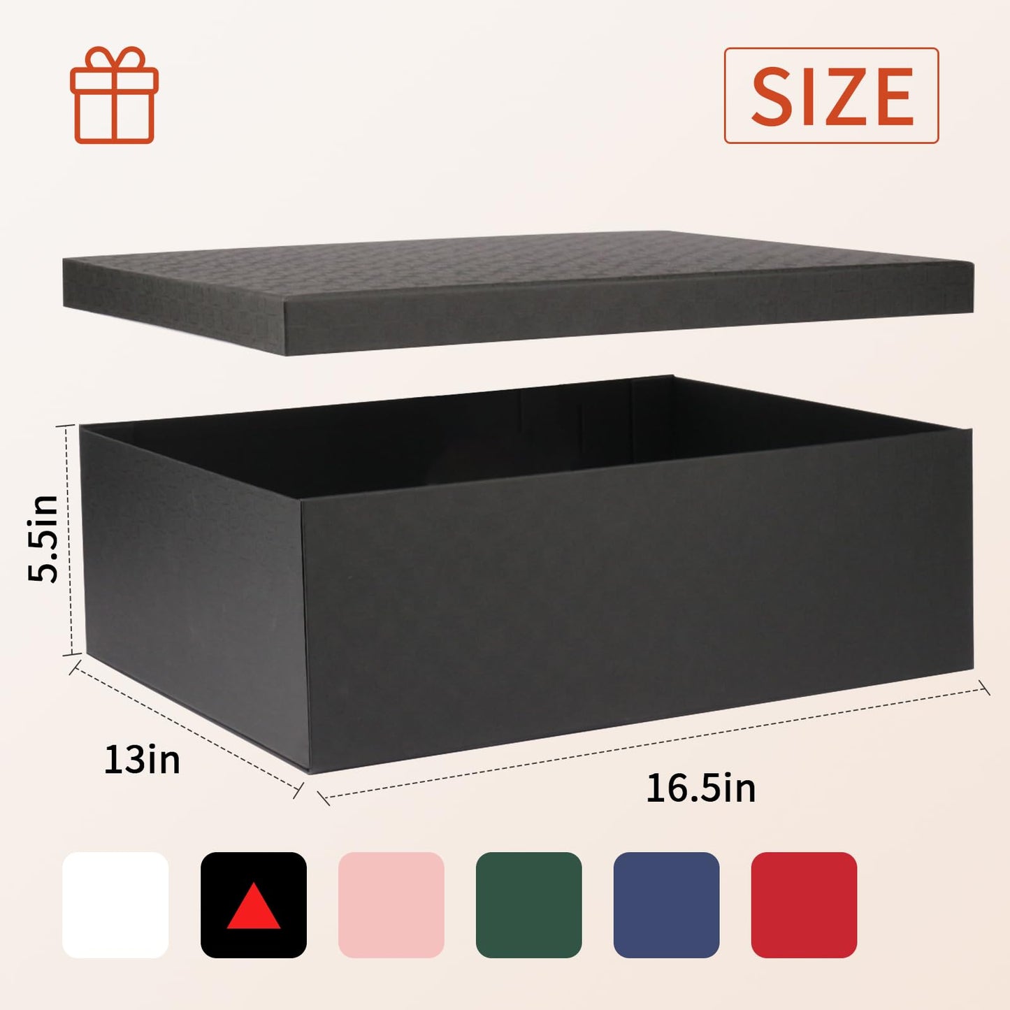 Large Gift Box 16.5x13x5.5 inches,Black Boxes for Presents,Birthday,Valentine's Day,Mother's Day,Christmas,Anniversary
