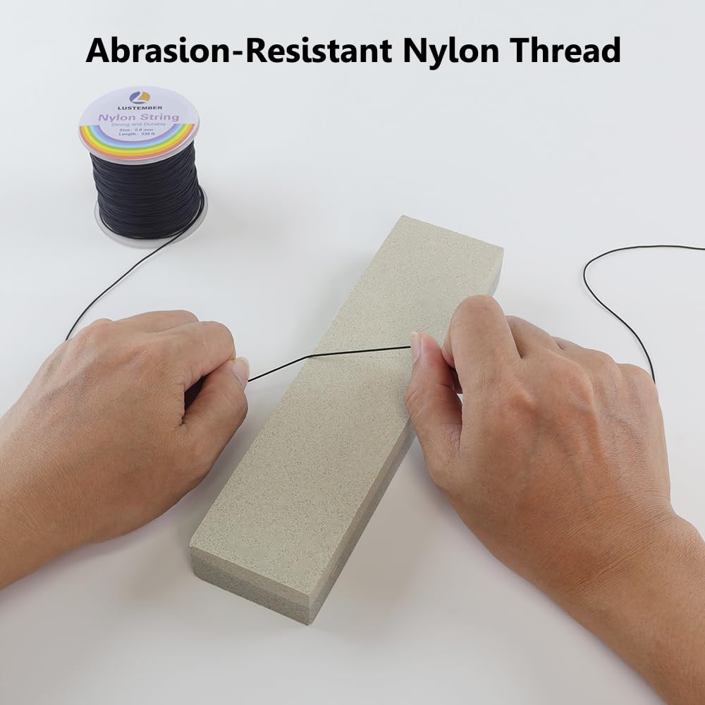 LUSTEMBER 0.8mm Nylon String, Strong Bracelet String, Durable Nylon Cord for Jewelry Making, Bracelets, Beading, Necklaces, Rattail Braiding, Kumihimo, Wind Chimes, Blinds and Handicrafts