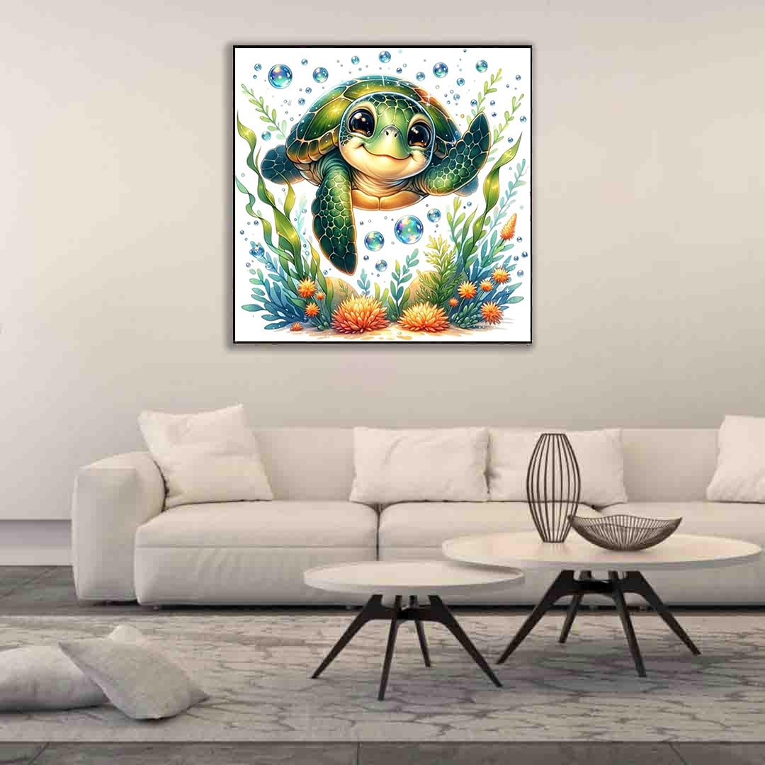 Sea Turtle Cross Stitch Kits for Adults Beginner,Counted Cross Stitch Kits Printed Stitching Cute Patterns Dimensions Needlepoint Art Crafts Embroidery Kits for Adults Beginners (13.7x13.7 inch)