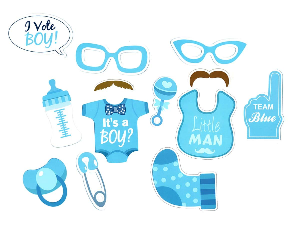 Baby Photo Booth Props Gender Reveal Party Boy or Girl Shower Birthday Party