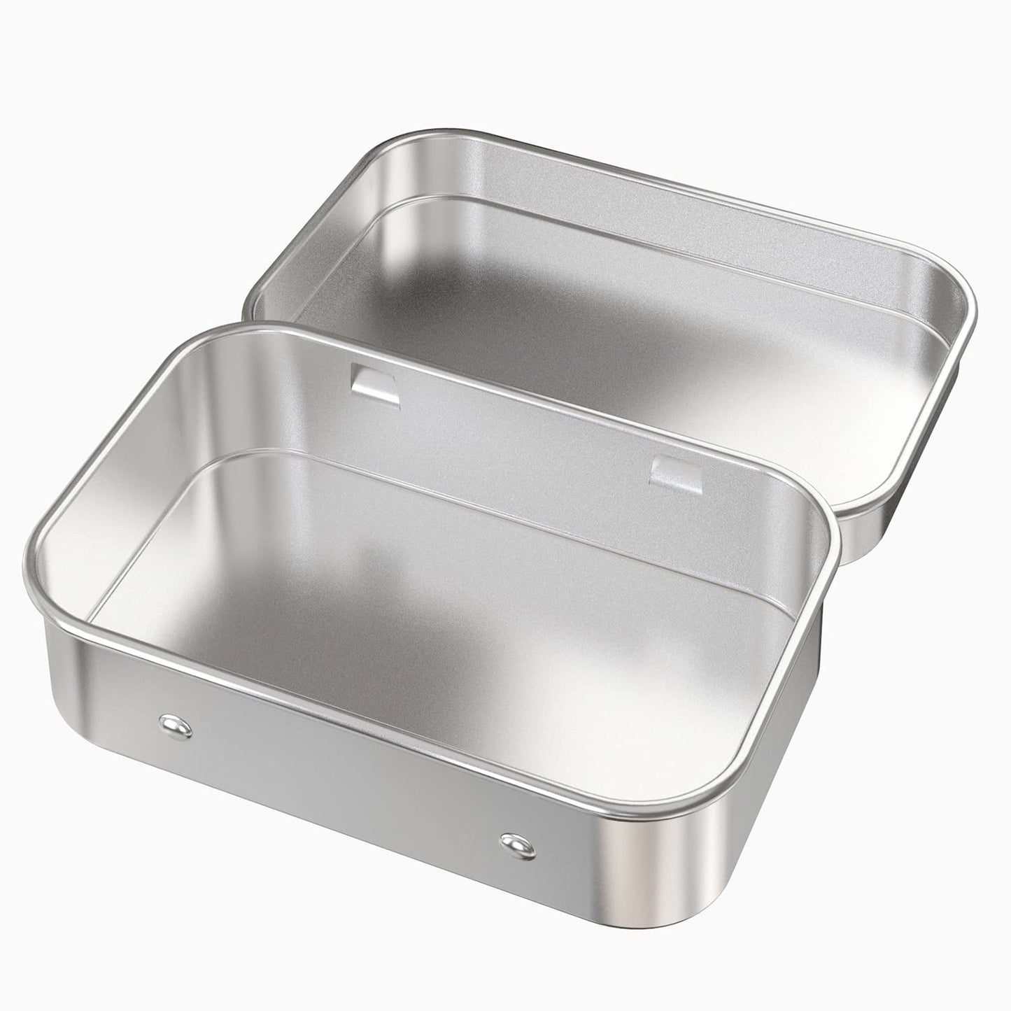 Hulless 6 Pcs Metal Hinged Tin Box Container Mini Portable Small Storage Container Kit with Lid for Home Storage 3.7x2.3x0.8 Inch, Silver