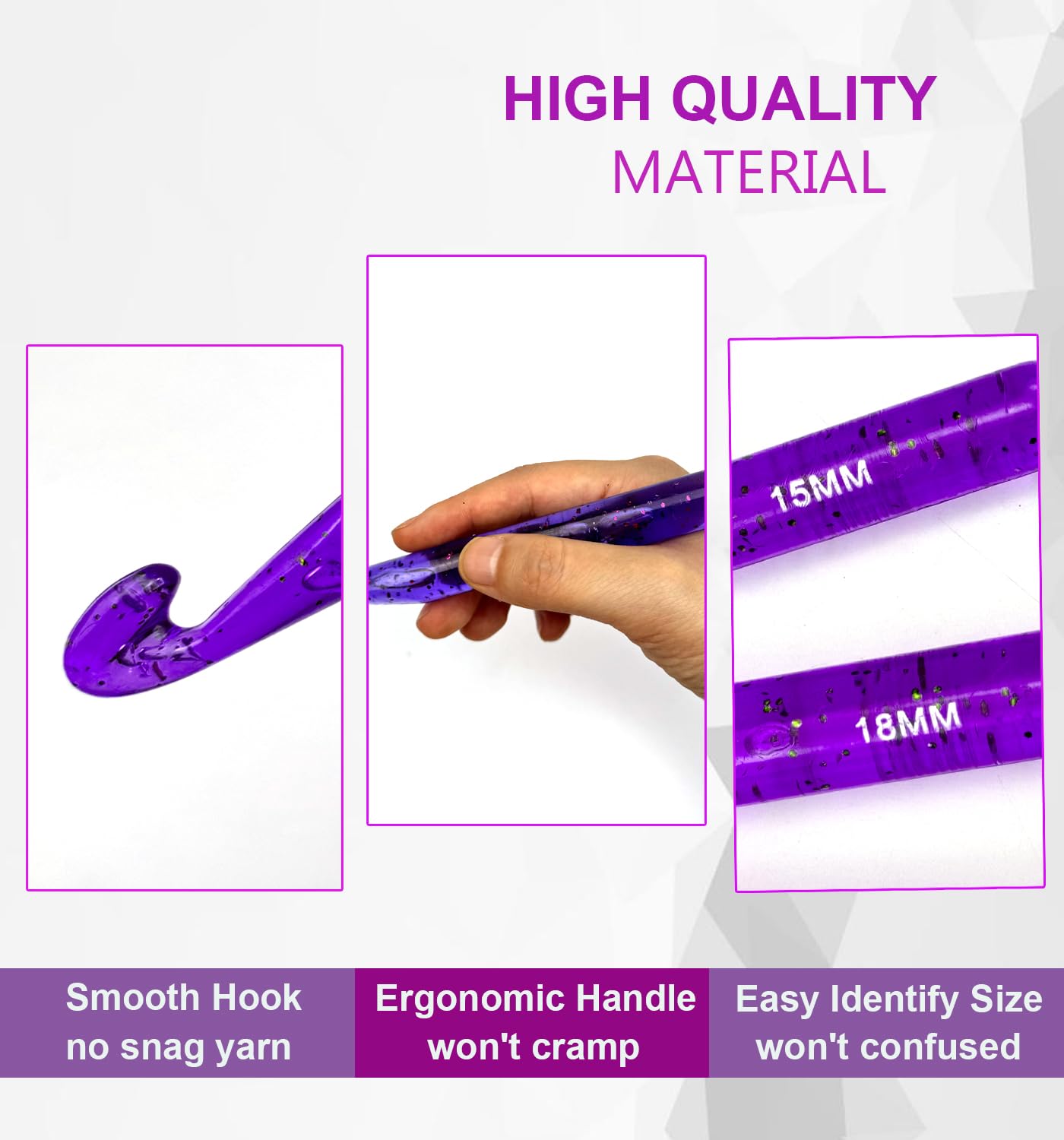Weabetfu 15mm Large Crochet Hook,Huge Crochet Hooks for Chunky Yarn,Ergonomic Knitting Giant Crochet Hooks,Big Crochet Needles for Knitting Yarn Carpet Scarf Wool Roving