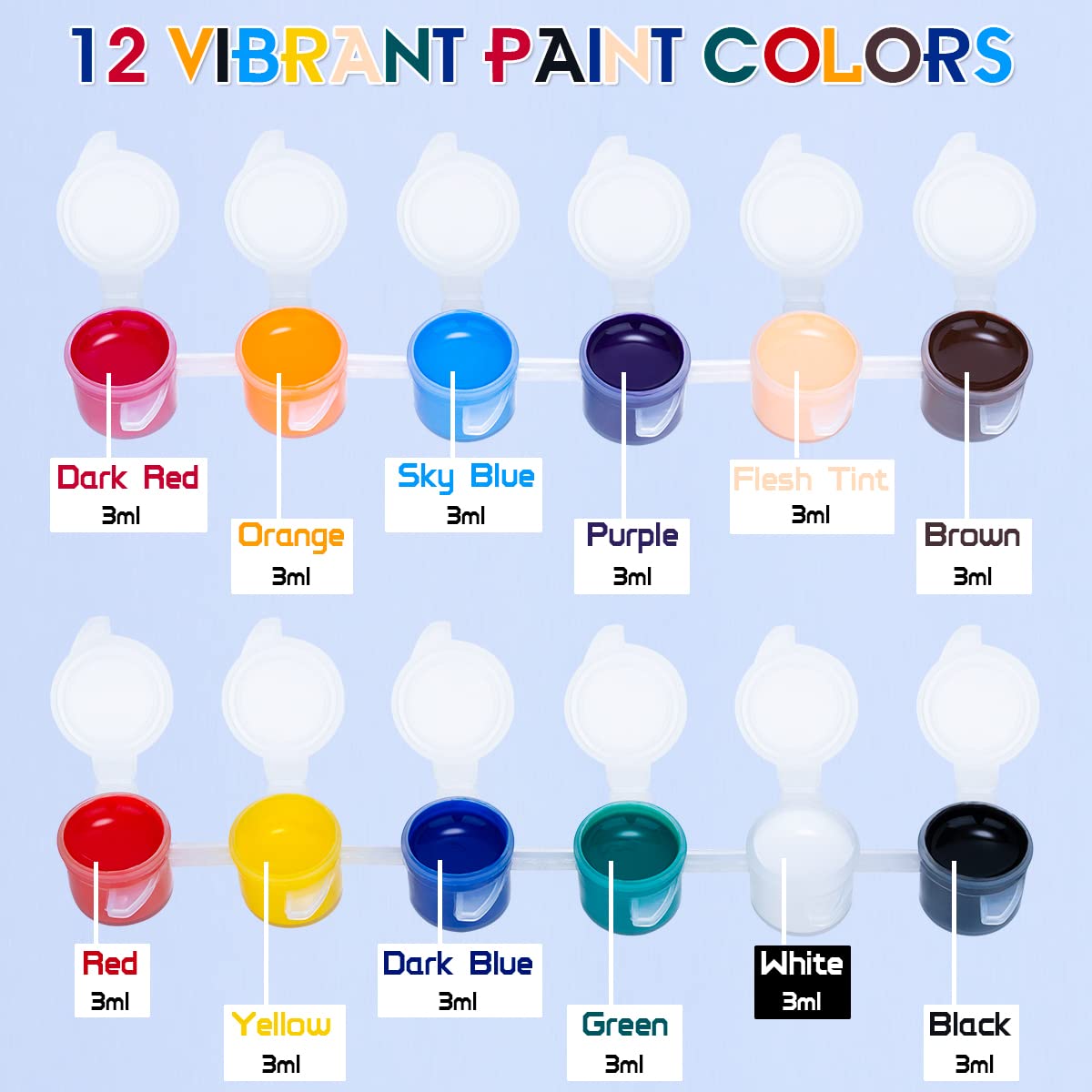 Washable Paint Set for Kids Arts and Crafts, 90PCS Classroom Painting Supplies, 6 Acrylic Paint Sets of 12 Colors, Mixing Palette, Brushes