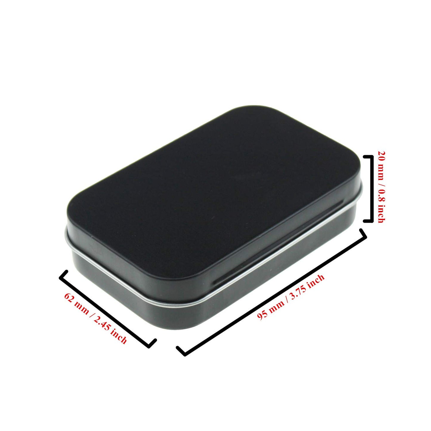 Goodma 20 Pieces Rectangular Metal Empty Hinged Tins Containers Basic Necessities Home Storage Organizer Mini Box Set, 3.75 x 2.45 x 0.8 inch (Black)