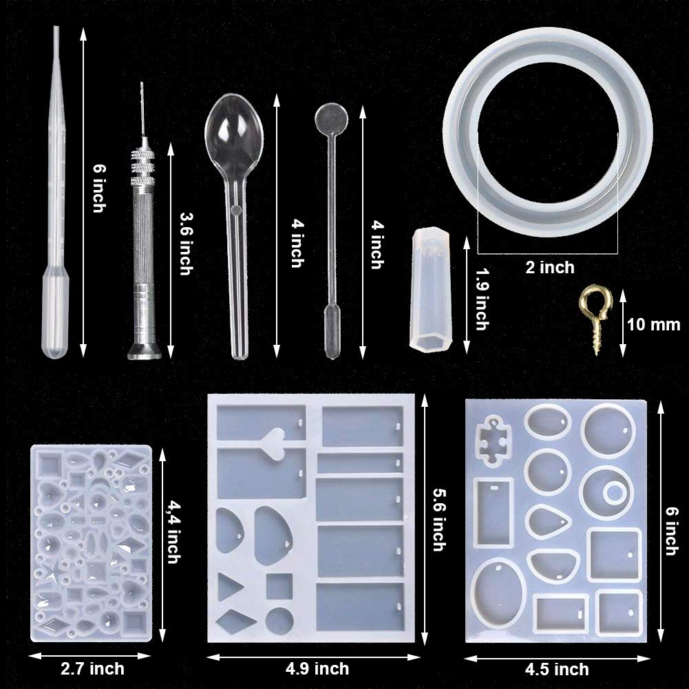 EuTengHao 229Pcs DIY Jewelry Casting Molds Tools Set More Than 120 Designs Contains 8 Silicone Jewelry Resin with 70 Designs,1 Earring Molds with 25 Designs,2 Necklace Bear Molds,3 Diamonds Mold