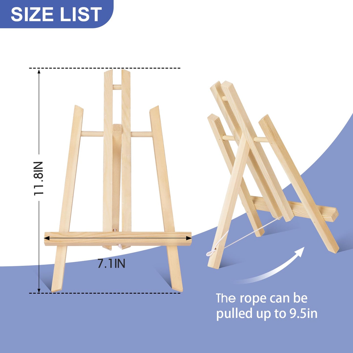 2 Pack 11.8" Wood Easels,Tabletop Easel for Painting,Painting Party, Displaying Canvases, Kids Student Table School Desktop, Portable Canvas Photo Picture Sign Holder