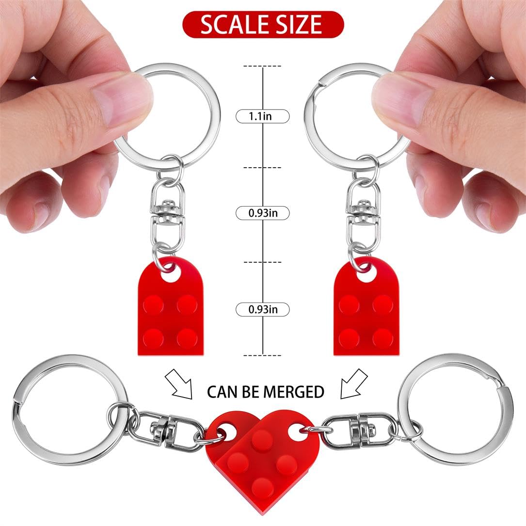 BOBIPRO Couples Matching Stuff Gifts - Red Heart Keychain, Matching Couple Heart Keychains Decorations Christmas Valentines Day Gifts for Boyfriend Girlfriend