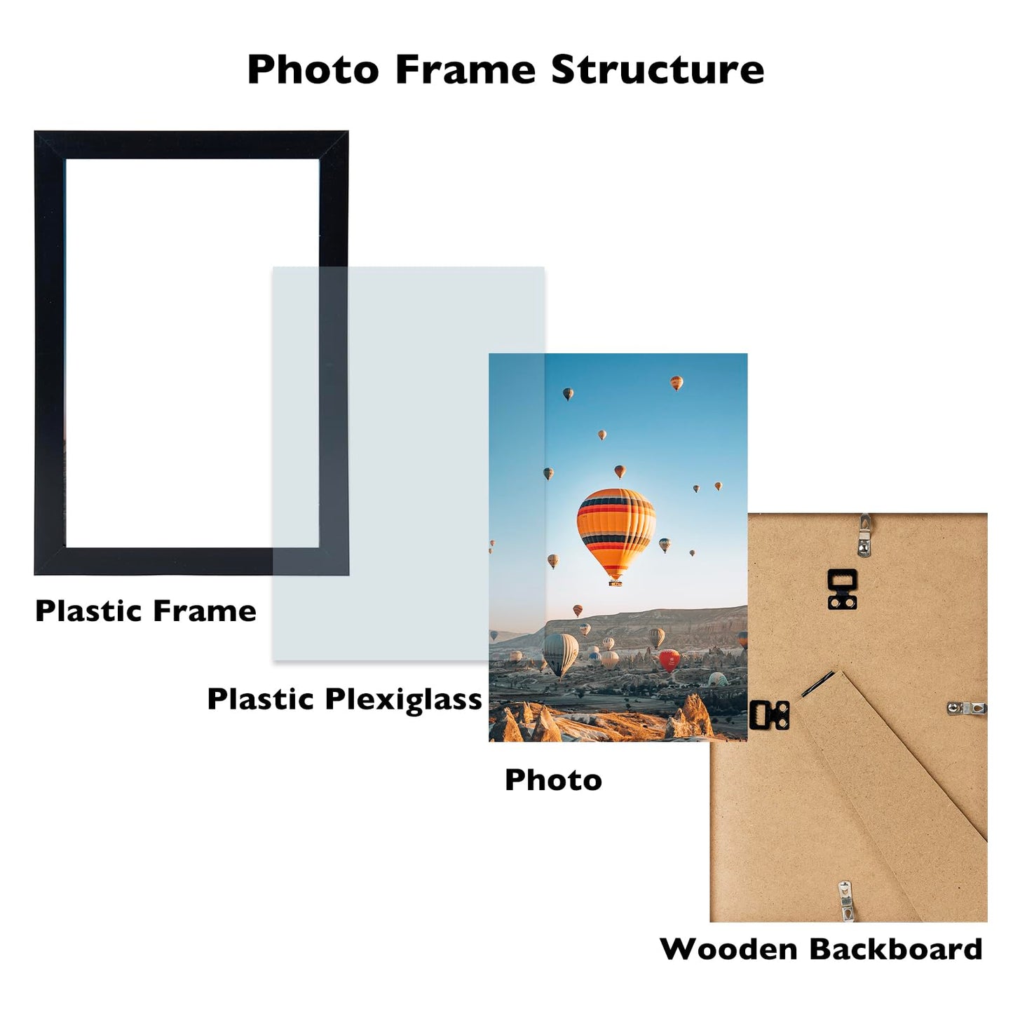 8.5x11 inch Picture Frame Black for Certificate Poster and Photo, Horizontal and Vertical Formats for Wall Hanging or Tabletop, 8.5x11 Frame with Shatter Resistant Plexiglass, Black
