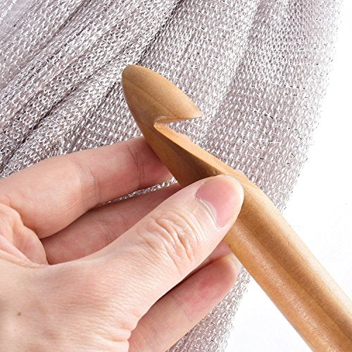 Hestya 15 Pieces Wooden Bamboo Crochet Hooks Set Handcrafted Knitting Needles Weave Yarn Craft, 3 to 25 mm in Diameters