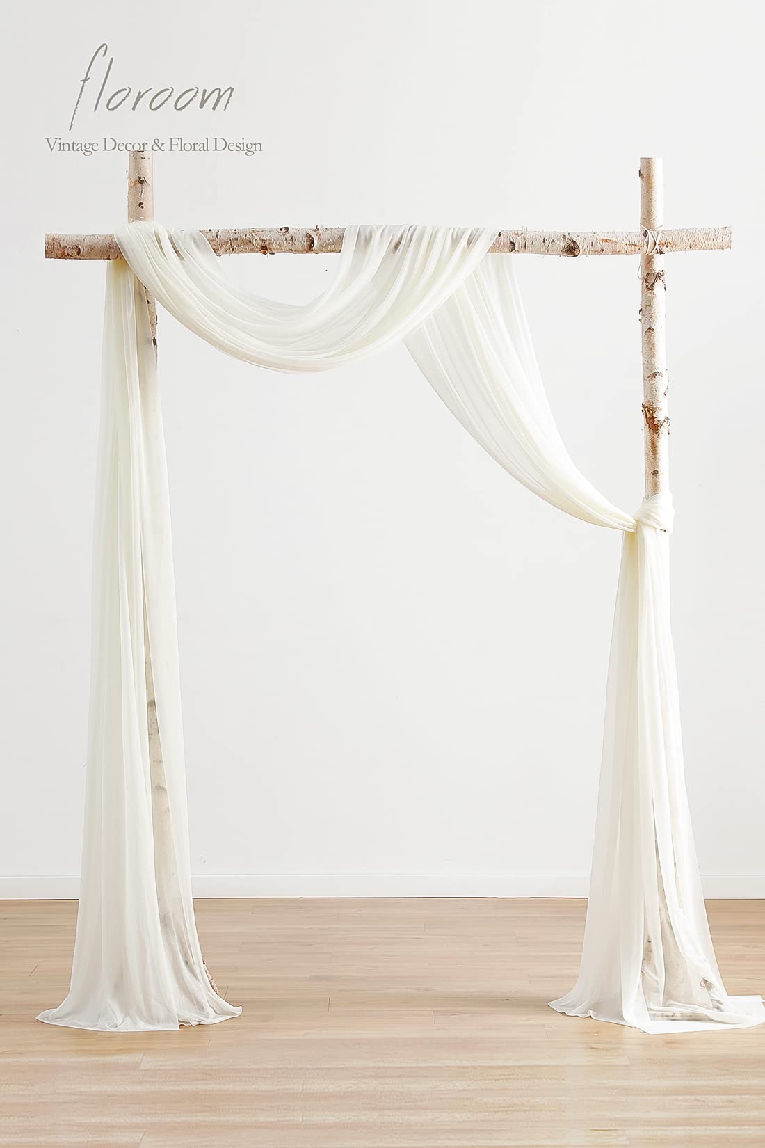Wedding Arch Draping Fabric 2 Panels 20Ft Ivory Chiffon Fabric Drapes Arbor Drapery Wedding Ceremony Reception Swag Decorations