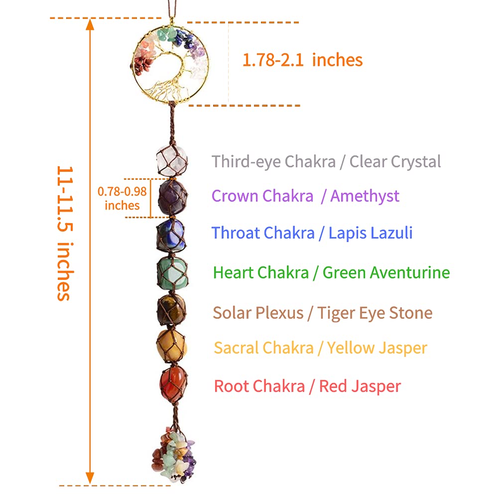 7 Chakra Stone Healing Crystal Tree of Life Wall Hanging Home Interior Decoration,Window Decoration,Yoga Meditation
