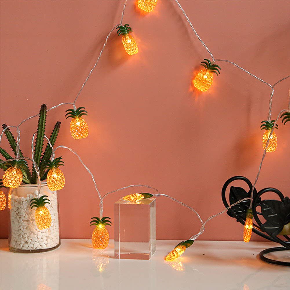 Vigdur 2 Packs Pineapple String Lights - Battery Operated with 20LED Fun Patio Lights for Party Bedroom Home Birthday Indoor Outdoor Hawaiian Tropical Tiki Gifts Decor,13Ft
