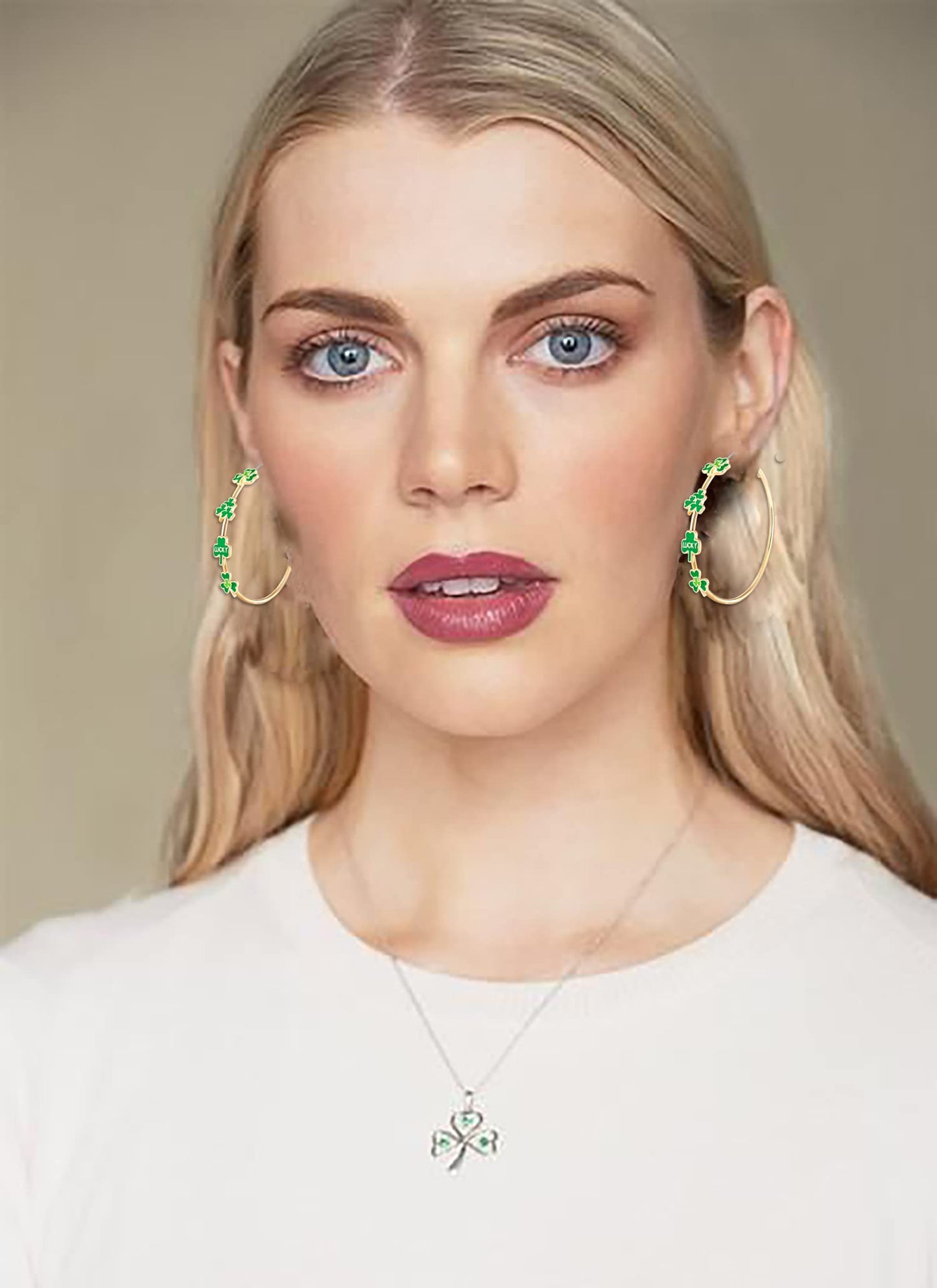 BVGA St Patrick's Day Hoop Earrings Green Shamrock Charm Earrings Festive Clover Luck Hat Leprechaun Funny Irish Hoop Earrings Jewelry Gift for Women