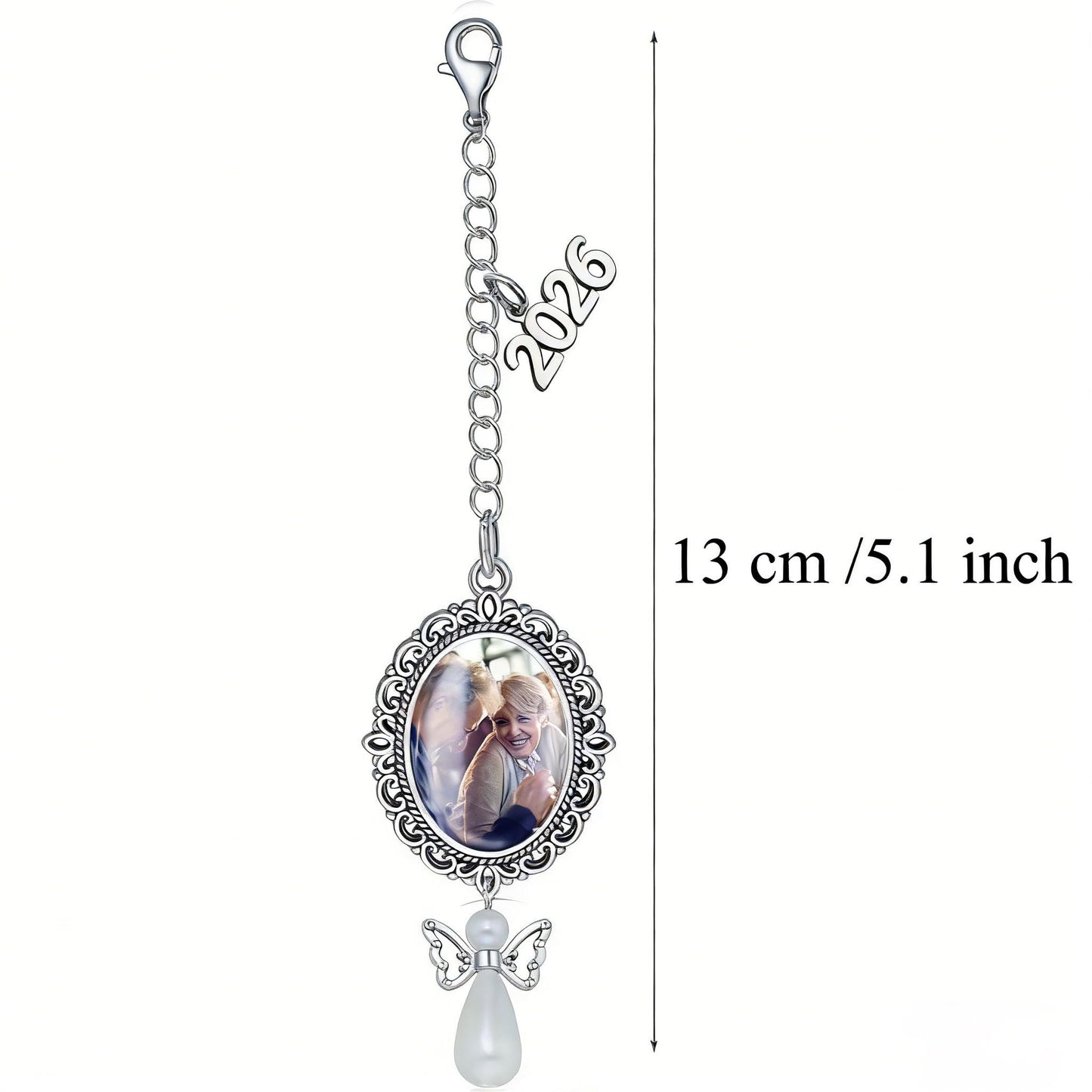 ARHTF 2026 Graduate Memorial Photo Charm Tassel Memorial Class of 2026 Graduation DIY Mortarboard Decoration for Cap and Gown Ceremony (Silver 2026 Charm)