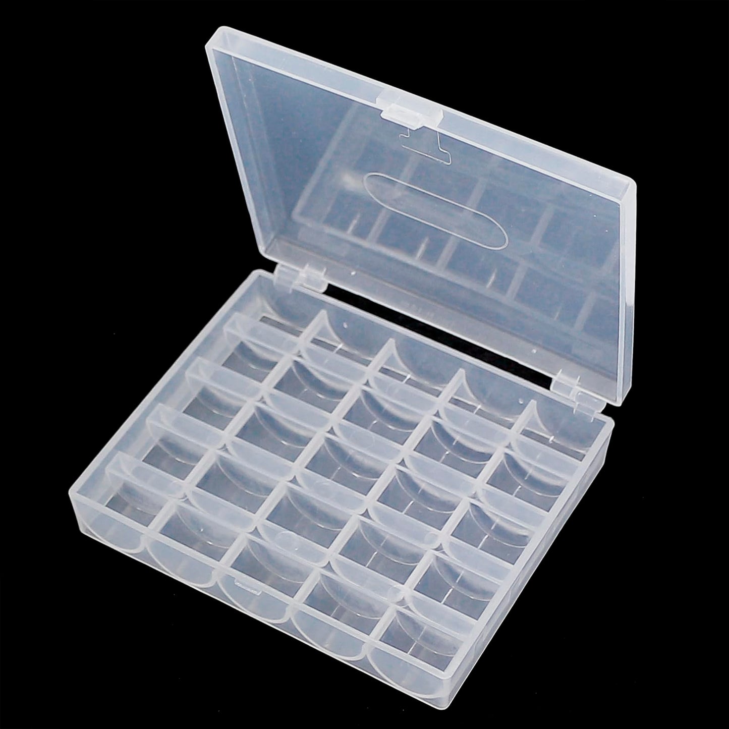 Bobbin Box, Bobbin Organizer Plastic Case, Transparent 25 Slots Empty Bobbins Spools Box, Sewing Craft Plastic Case Storage Box for Sewing Machine (1Pcs Box)