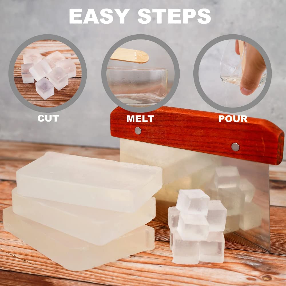 Primal Elements Clear Soap Base - Moisturizing Melt and Pour Glycerin Soap Base for Crafting and Soap Making, Vegan, Cruelty Free, Easy to Cut, Unscented - 2 Pound