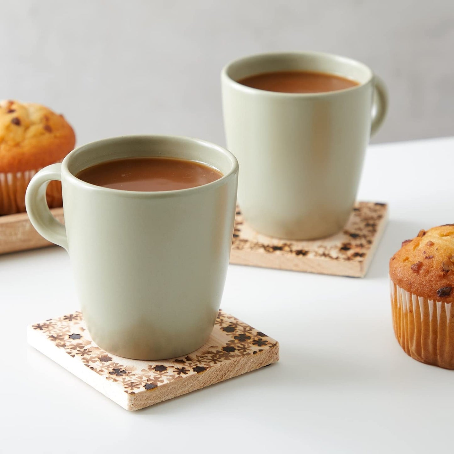 Sustainable Greetings Juvale 12 Pack Unfinished Wooden Coasters, Blank Wood Crafts Squares for DIY with Non-Slip Foam Dots (3.7 in) - Wood Coasters for Crafts