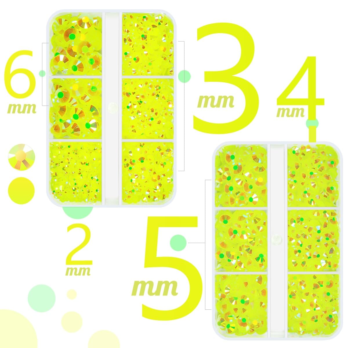 qiipii Neon Yellow AB Resin Rhinestones w B7000 Jewelry Glue for Bedazzling Crafting 2-6mm Fluorescent Yellow Flatback Jelly Stones Diamonds Gems for Face Eyes Makeup Tumblers Bottles Crafts Clothes
