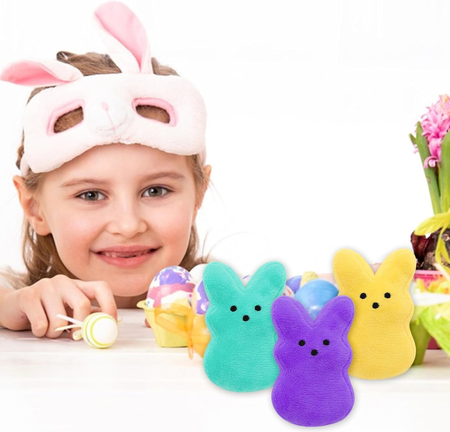 12 PCS Easter Bunny Plush Toys Decorations, Cute Animal Bunny Stuffed Doll, Party Favors and Classroom Prize Supplies, Easter Basket Stuffers Gift for Girls Boys