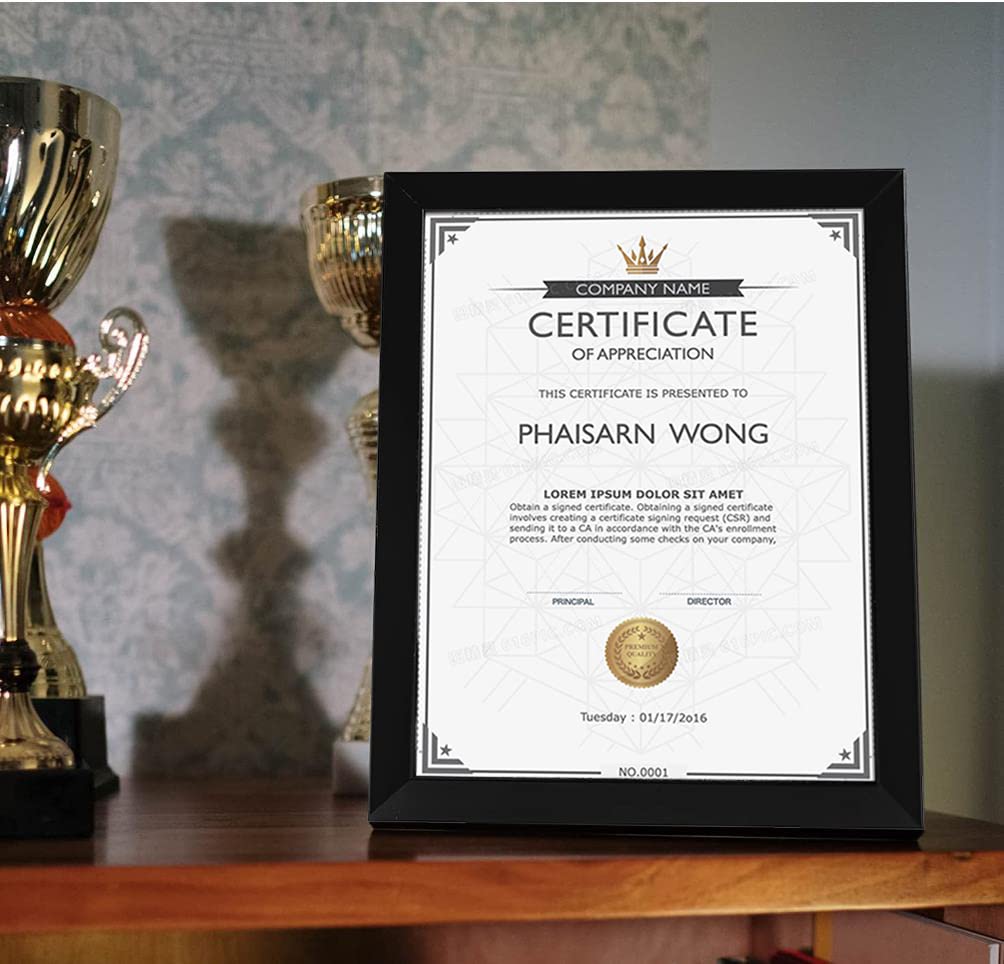 Framenow,8.5x11 Picture Frames Set of 3, Made of Real High Definition Glass and Solid Frame to Display Certificate or Pictures 8.5x11,To Wall and Tabletop Mounting, black. (8.5x11'')