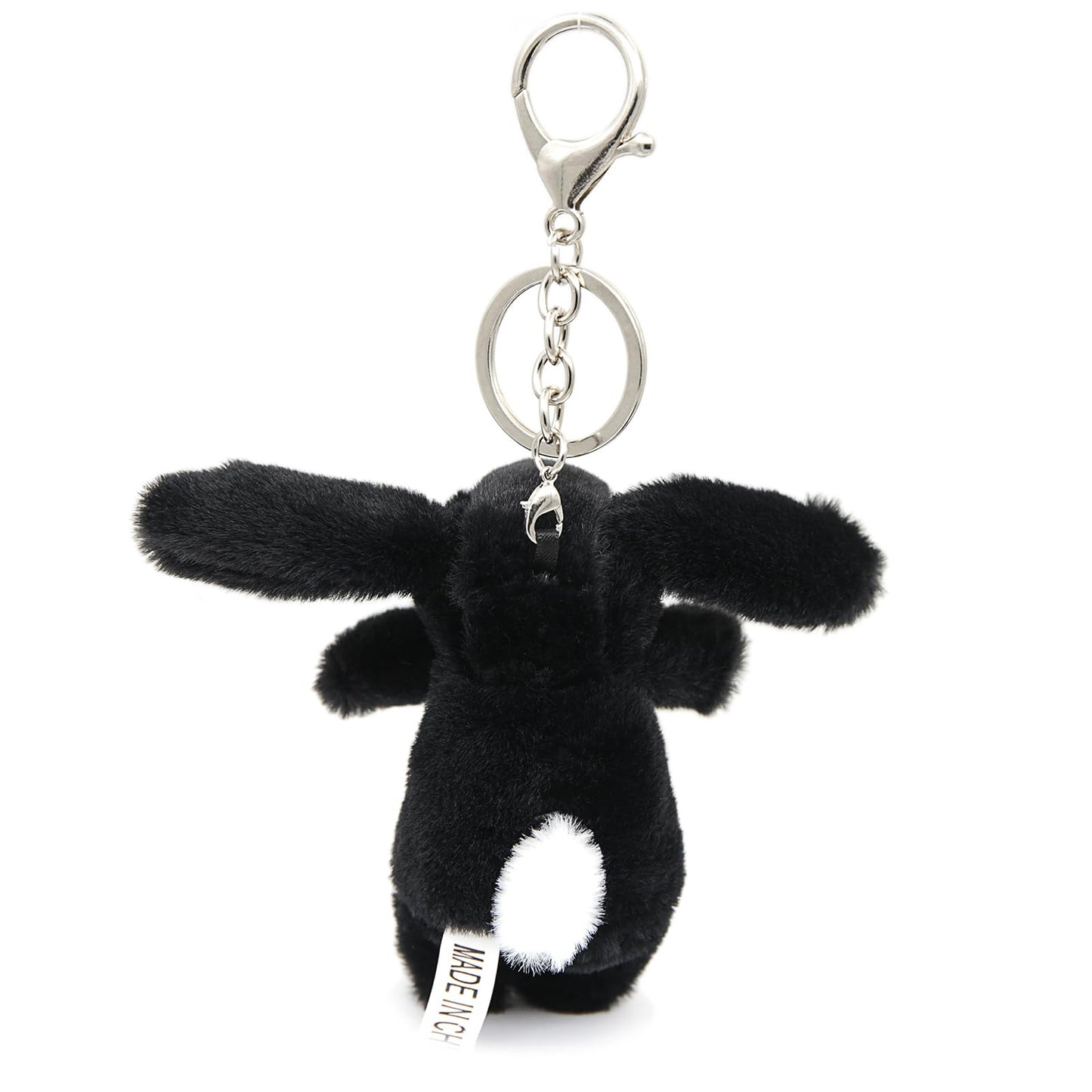 Miokkley Cute Bunny Plush Keychain for Backpack, 3.5" Inch Mini Rabbit Keychain Purse Charm Pendant Gift for Women (Black)
