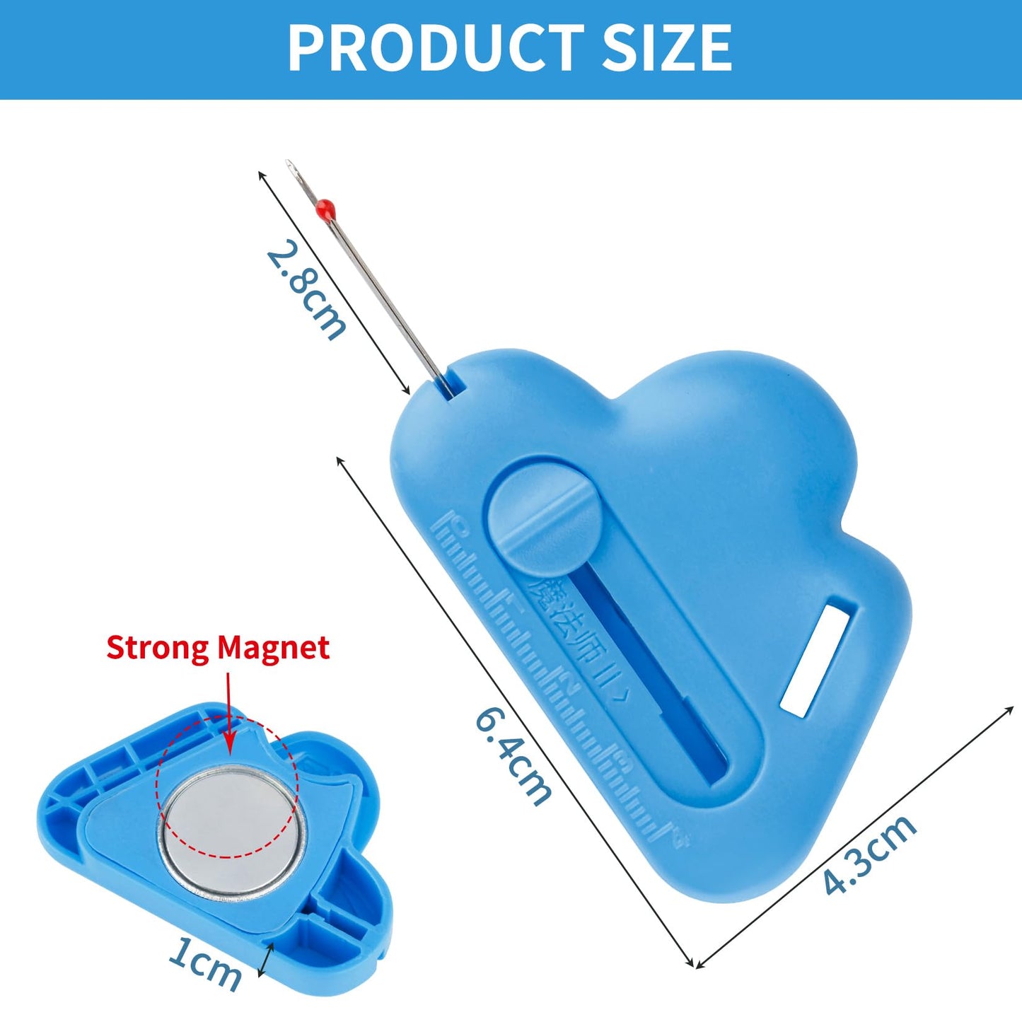 Magnetic Seam Guide for Sewing Machine with Seam Ripper Thread Remover Tool Multifucntional Magnetic Sewing Guide Hemmer with Scale Universal Sewing Supplies and Accessories (Blue)